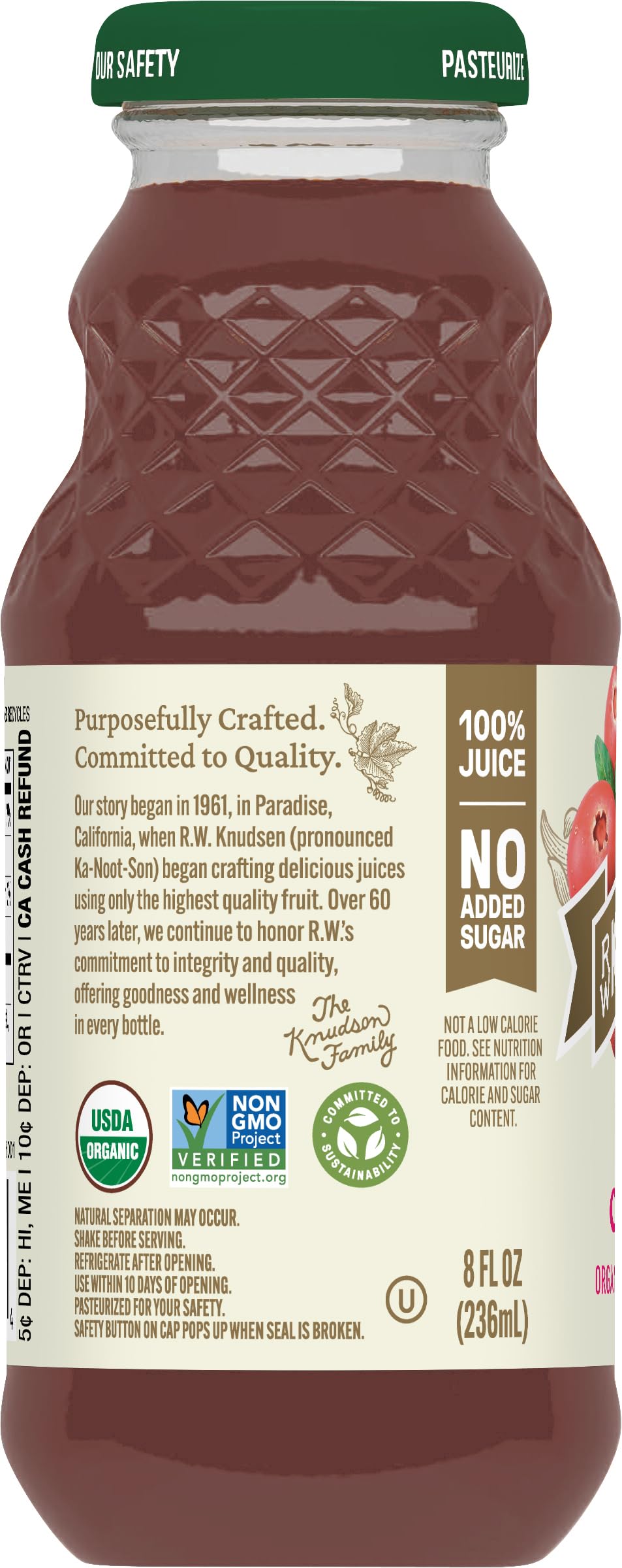 R.W. Knudsen Organic Just Cranberry Juice, 8 Fl Oz (12 Pack)