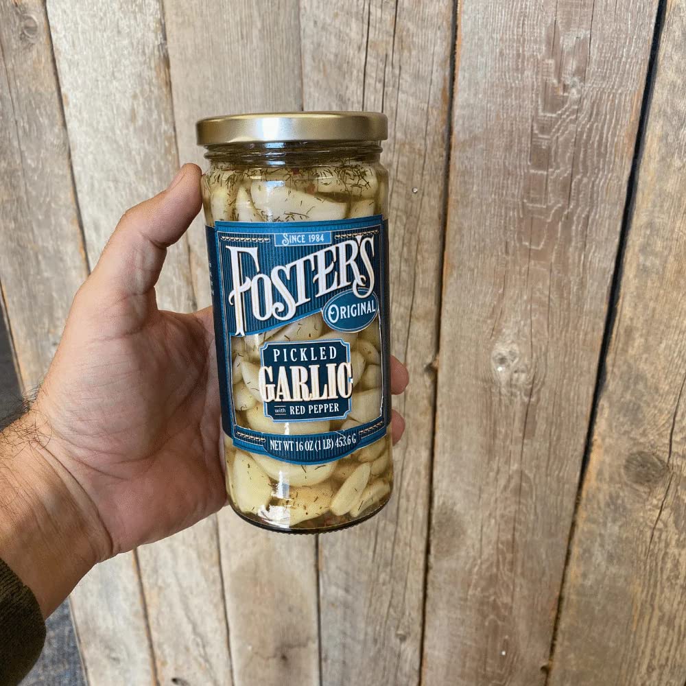 Foster'S Pickled Garlic Cloves- Original- 16Oz (2 Pack)- Pickled Garlic In A Jar With Red Pepper - Traditional Pickled Vegetable