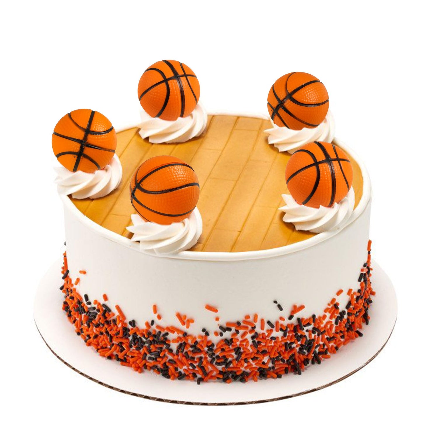 Gyufise 10Pcs Basketball Cake Toppers 3D Basketball Cake Pick Decorations For Sports Theme Babyshower Birthday Event Party Suppl