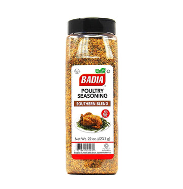 Badia Poultry Seasoning Southern Blend 22 oz - Classic Southern Style Herb & Spice Mix with Sage  Thyme & Spices - No MSG  Kosher  Gluten Free