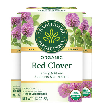 Traditional Medicinals Organic Red Clover Herbal Tea, 16 Count (Pack of 3)