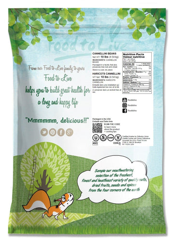 Food To Live - Cannellini Beans, 10 Pounds Dried White Kidney Beans, Sproutable, Vegan, Kosher, Sirtfood, Bulk. Rich In Fiber, P