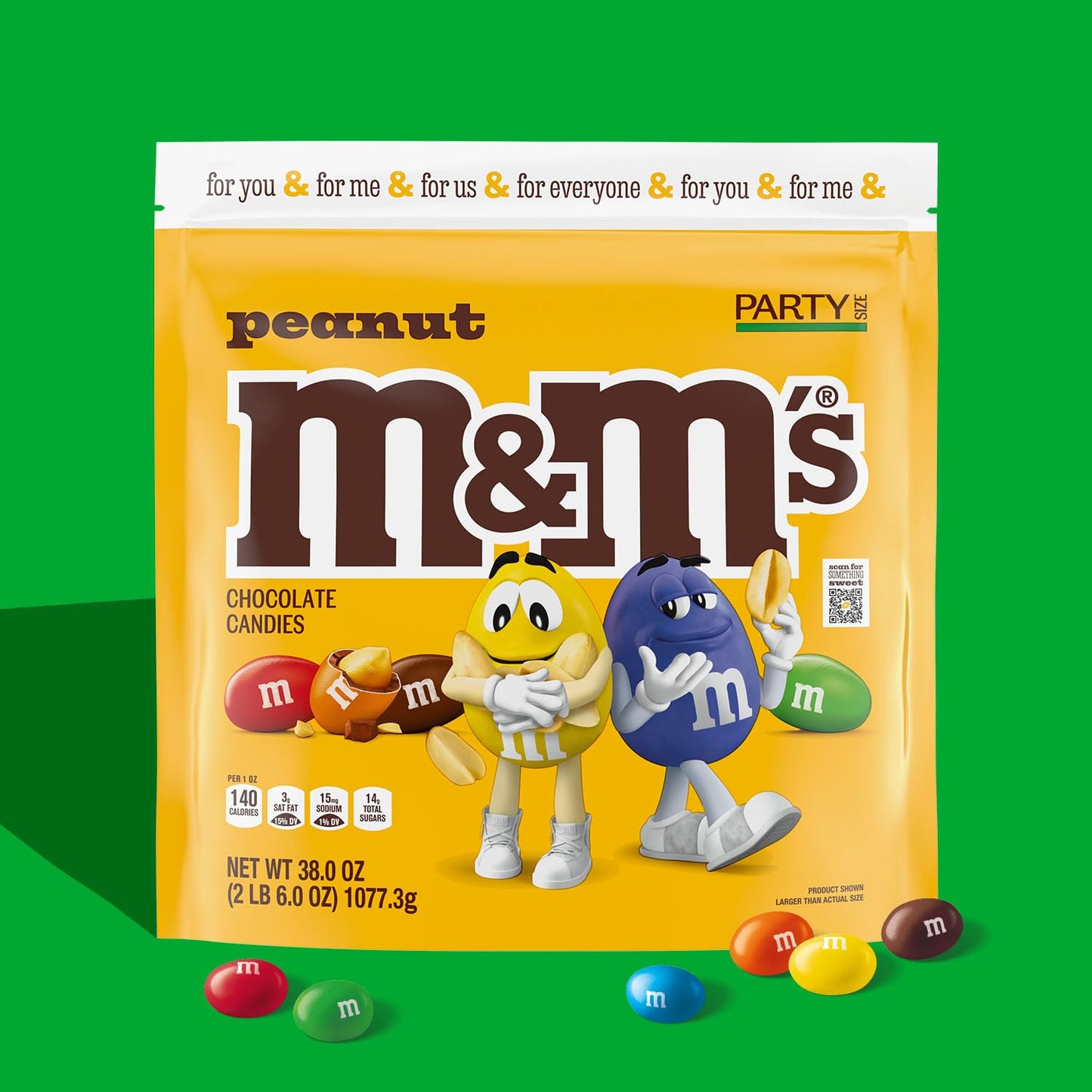 M&M S Peanut Milk Chocolate Candy, Chocolate Candy Bulk, Party Size 38 oz Bag (Pack of 2)