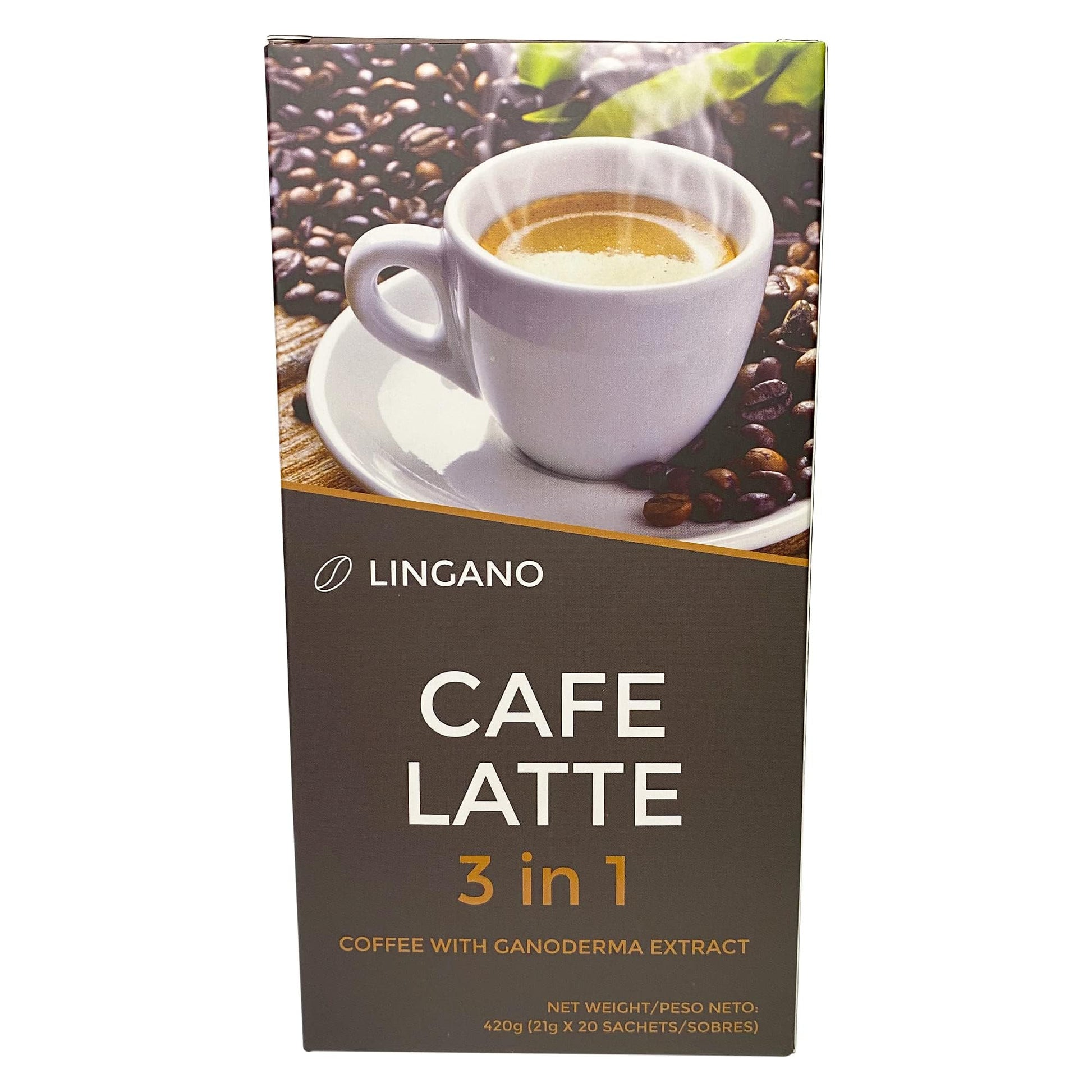 Lingano Ganoderma Cafe Latte 3 In 1 Instant Reishi Mushroom Coffee - 20 Sachets
