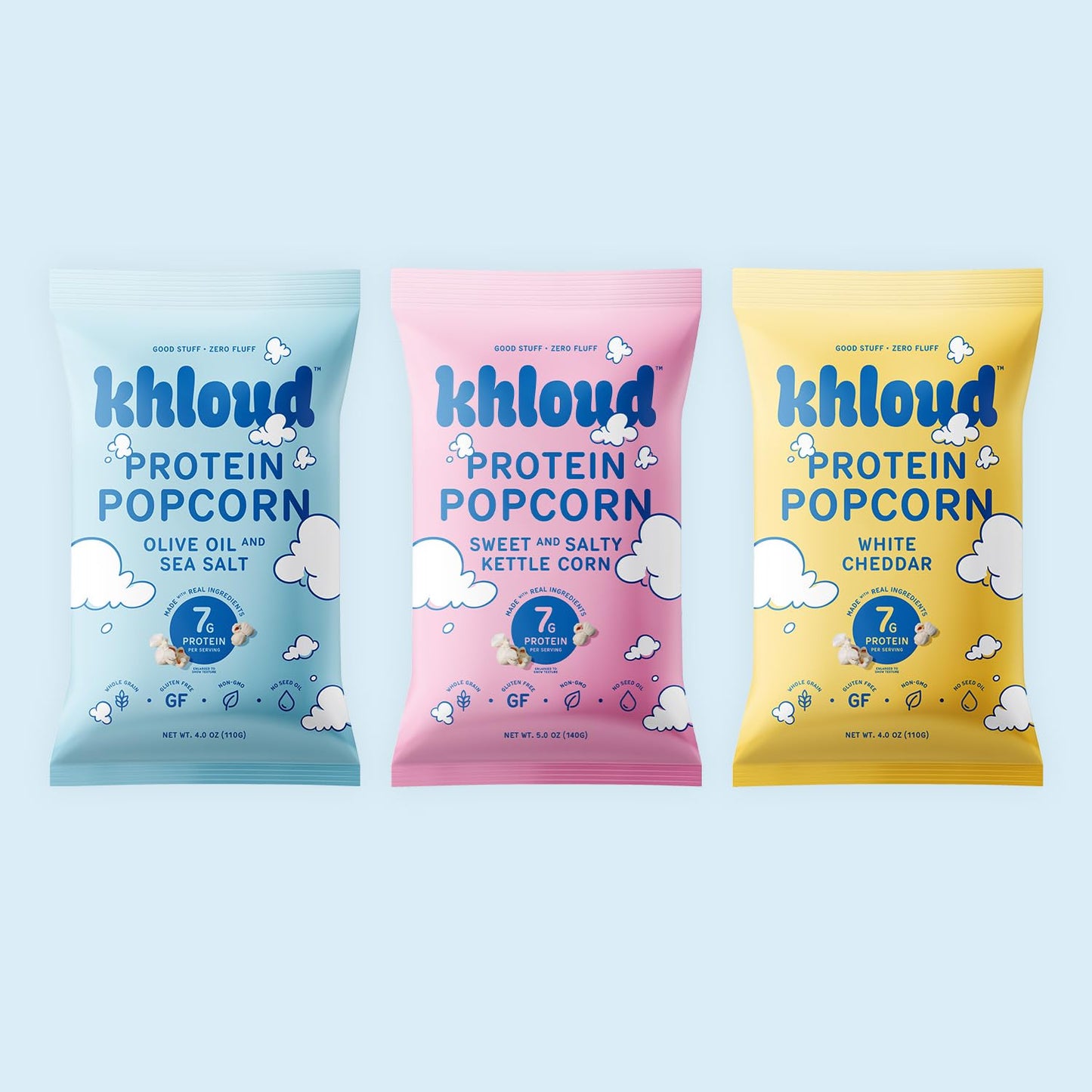 Khloud Protein Popcorn  6 Pack Variety Pack - Protein Popcorn Made with Real Simple Ingredients & 7g Protein - Non-GMO  Gluten Free & Kosher - Healthy Snacks