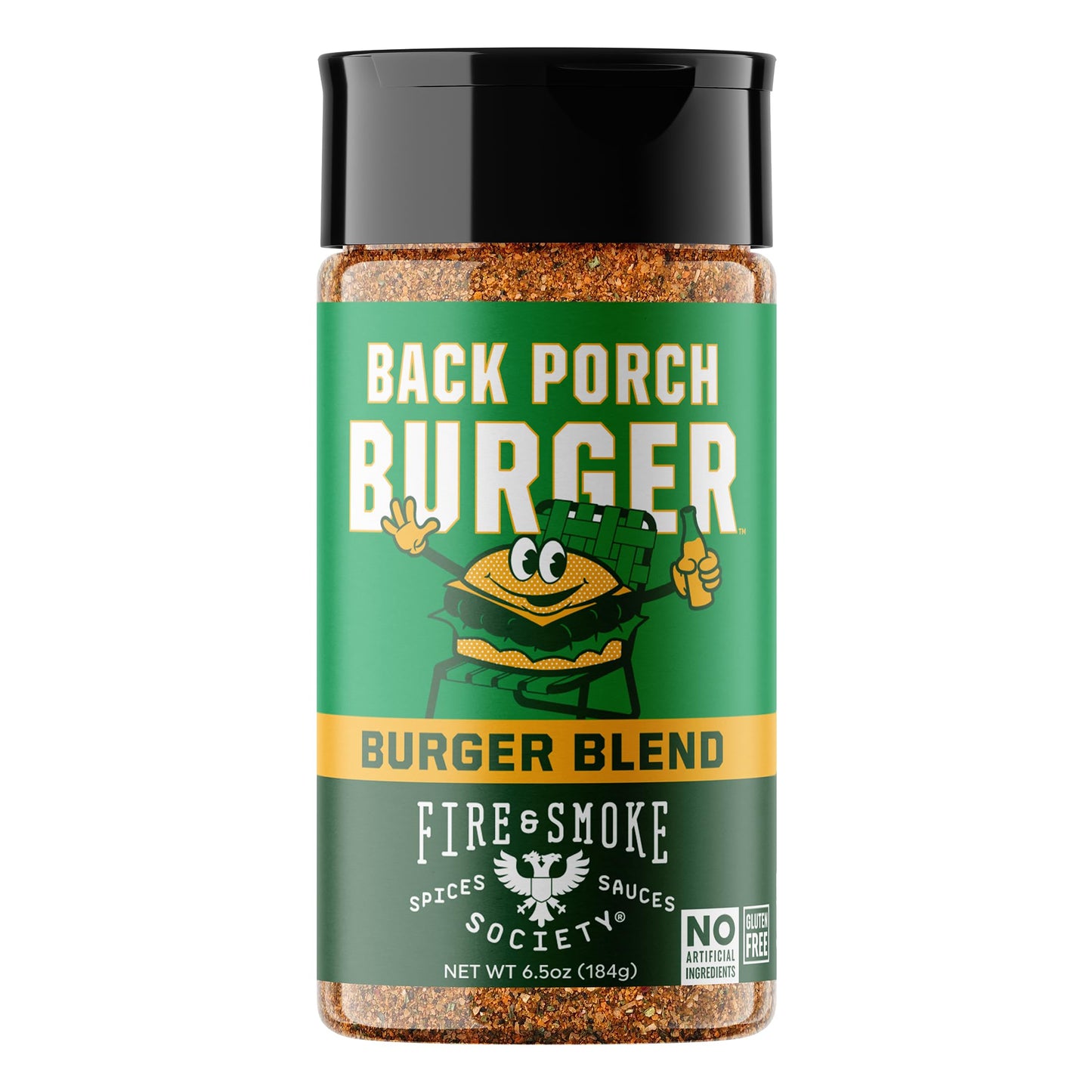 Fire & Smoke Society BBQ Rub - Back Porch Burger Seasoning, 6.5 oz, Ideal for Beef, Pork, Chicken, Turkey, Veggie