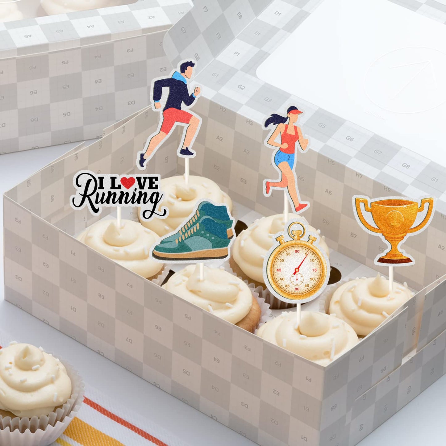 Mefeng Running Cupcake Toppers , Track, Cross Country Or Marathon Party Birthday Party Clear Treat Picks , Sports Theme Party Ca