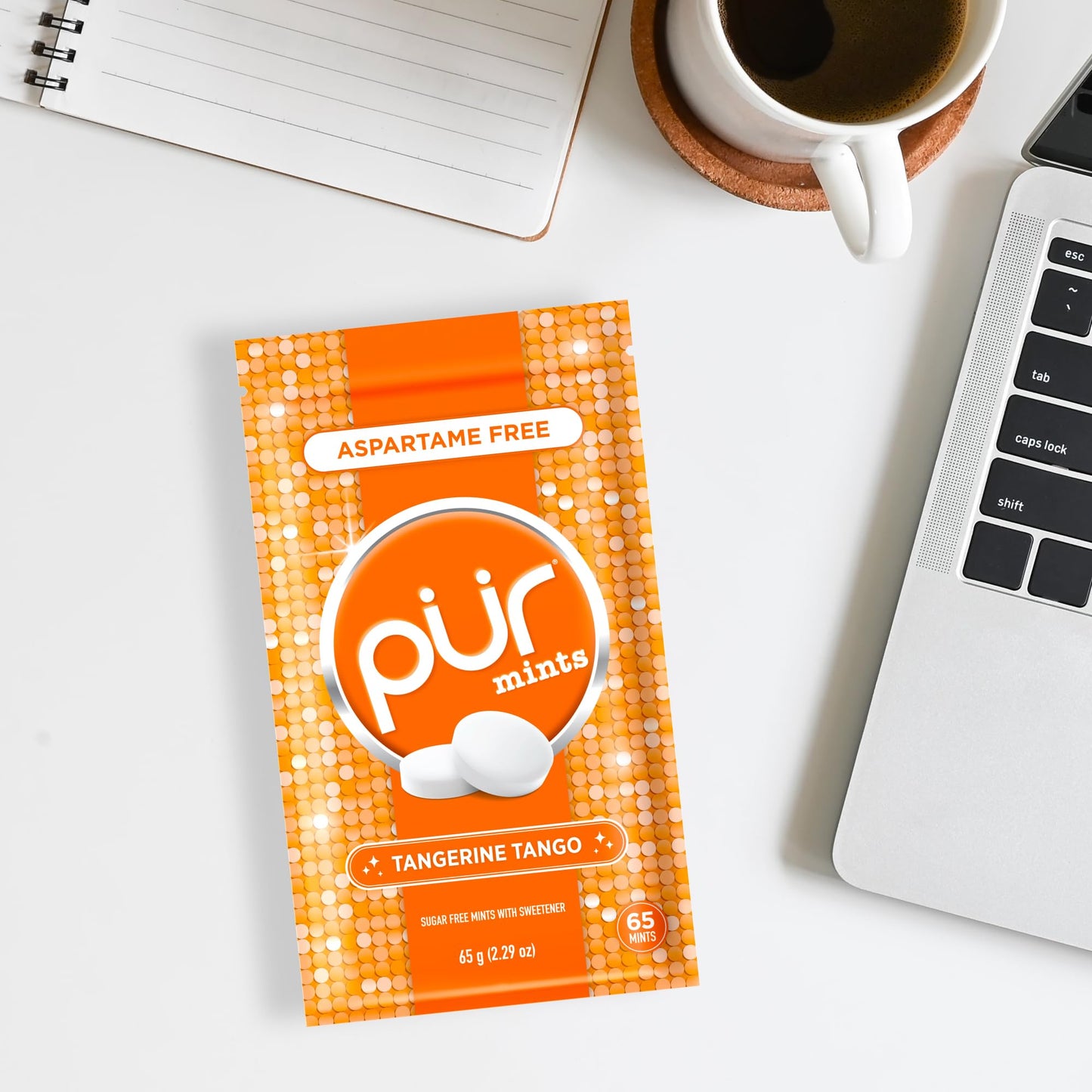 PUR Mints | Aspartame Free Breath Mints | Made with Xylitol | Sugar Free  Vegan  Gluten Free | Natural Tangerine Tango Flavor | 65 Pieces in Re-Sealable pouch (Pack of 1)