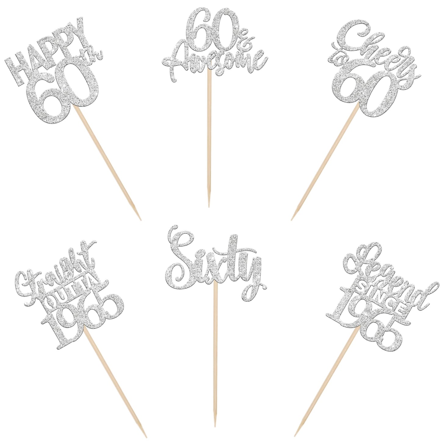 24Pcs Happy 60Th Birthday Cupcake Toppers Sixty Straight Outta 1965 Cupcake Picks Cheers To 60 Lengend Since 1965 Cake Decoratio