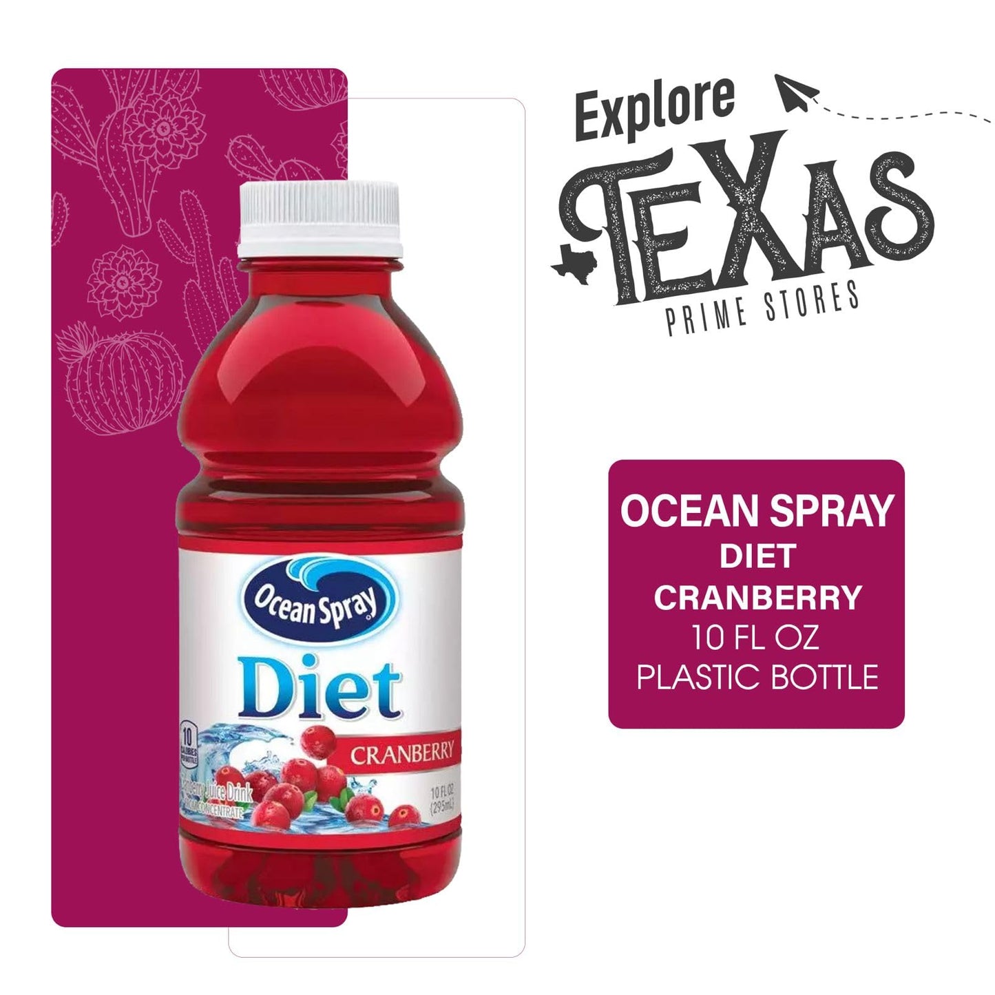 Ocean Spray 24-Pack Of Diet Cranberry Juice Drink 10 Fl Oz On-The-Go Plastic Bottle + 1 Utility Freebie By Unique Outlet Brand