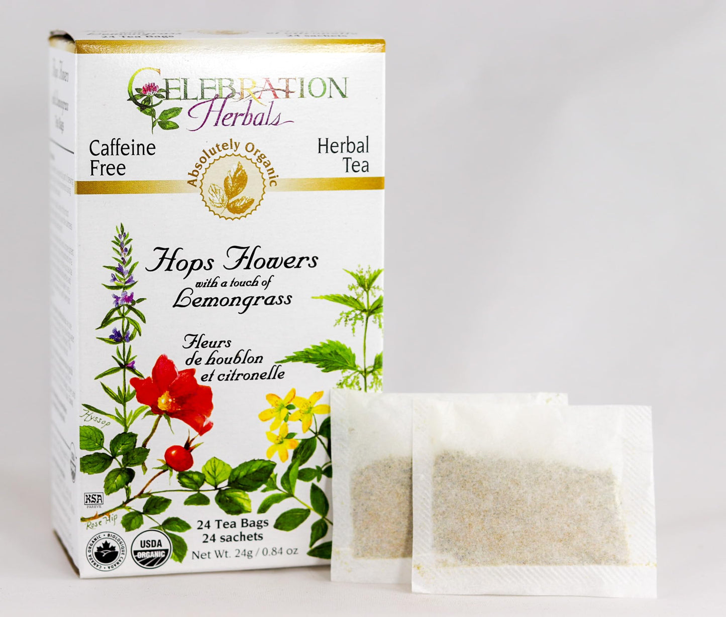Celebration Herbals Organic Hops Flowers Tea, Caffeine Free, 24 Herbal Tea Bags, Model T151