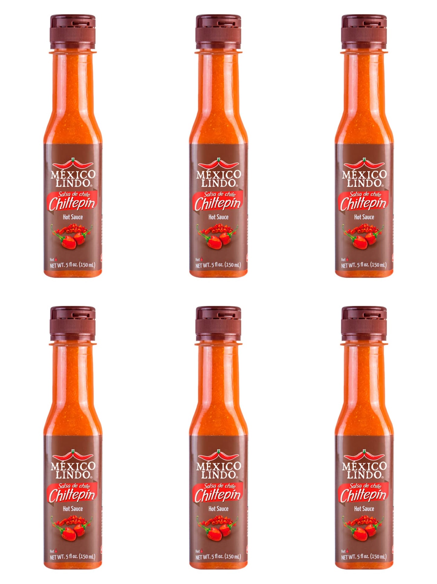 Mexico Lindo Chiltepin Hot Sauce | 14,200 Scoville Level | Traditional Spicy Flavor | 5 Fl Oz Bottles (Pack of 6)