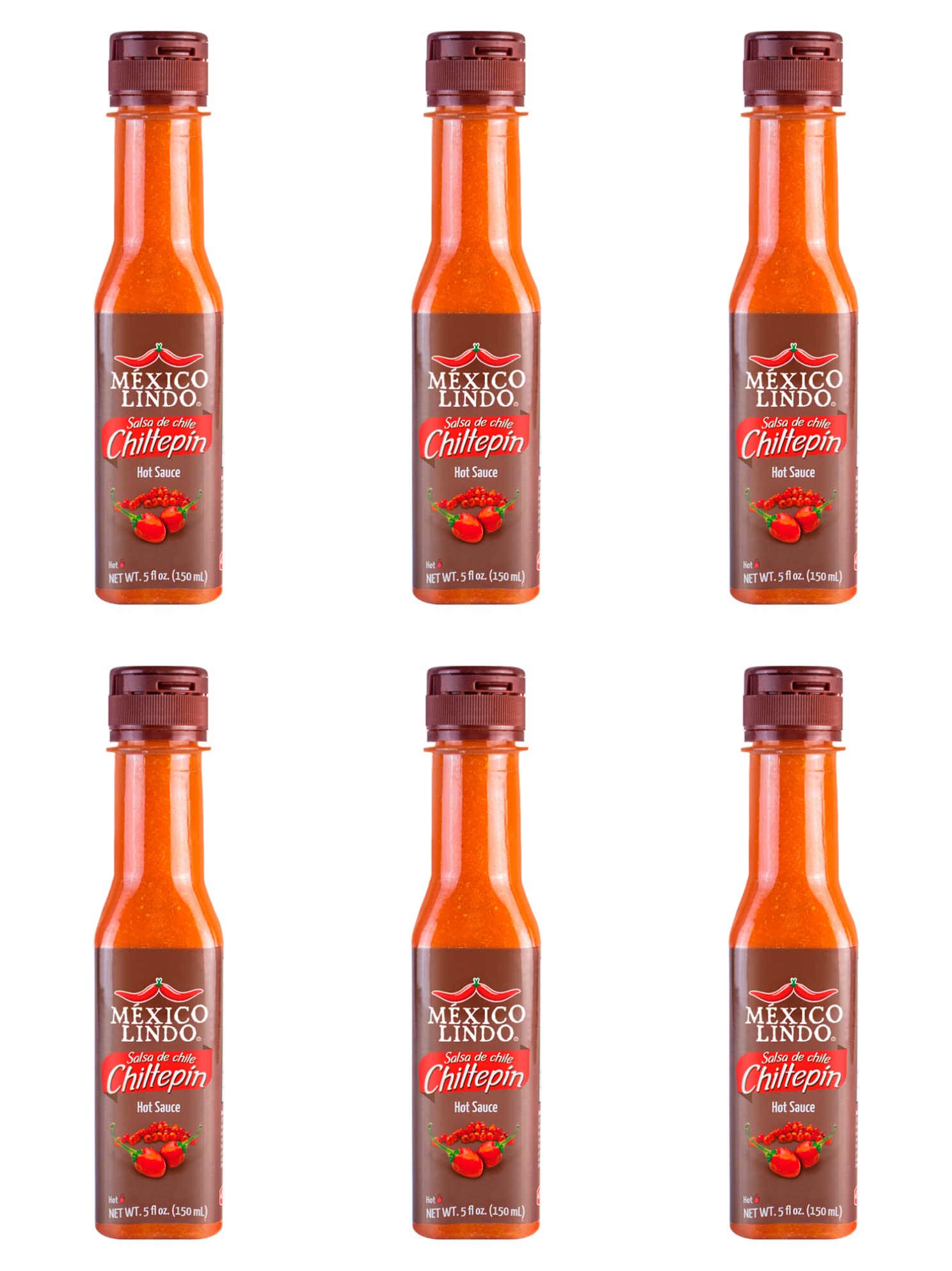 Mexico Lindo Chiltepin Hot Sauce | 14,200 Scoville Level | Traditional Spicy Flavor | 5 Fl Oz Bottles (Pack of 6)