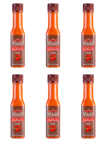 Mexico Lindo Chiltepin Hot Sauce | 14,200 Scoville Level | Traditional Spicy Flavor | 5 Fl Oz Bottles (Pack of 6)