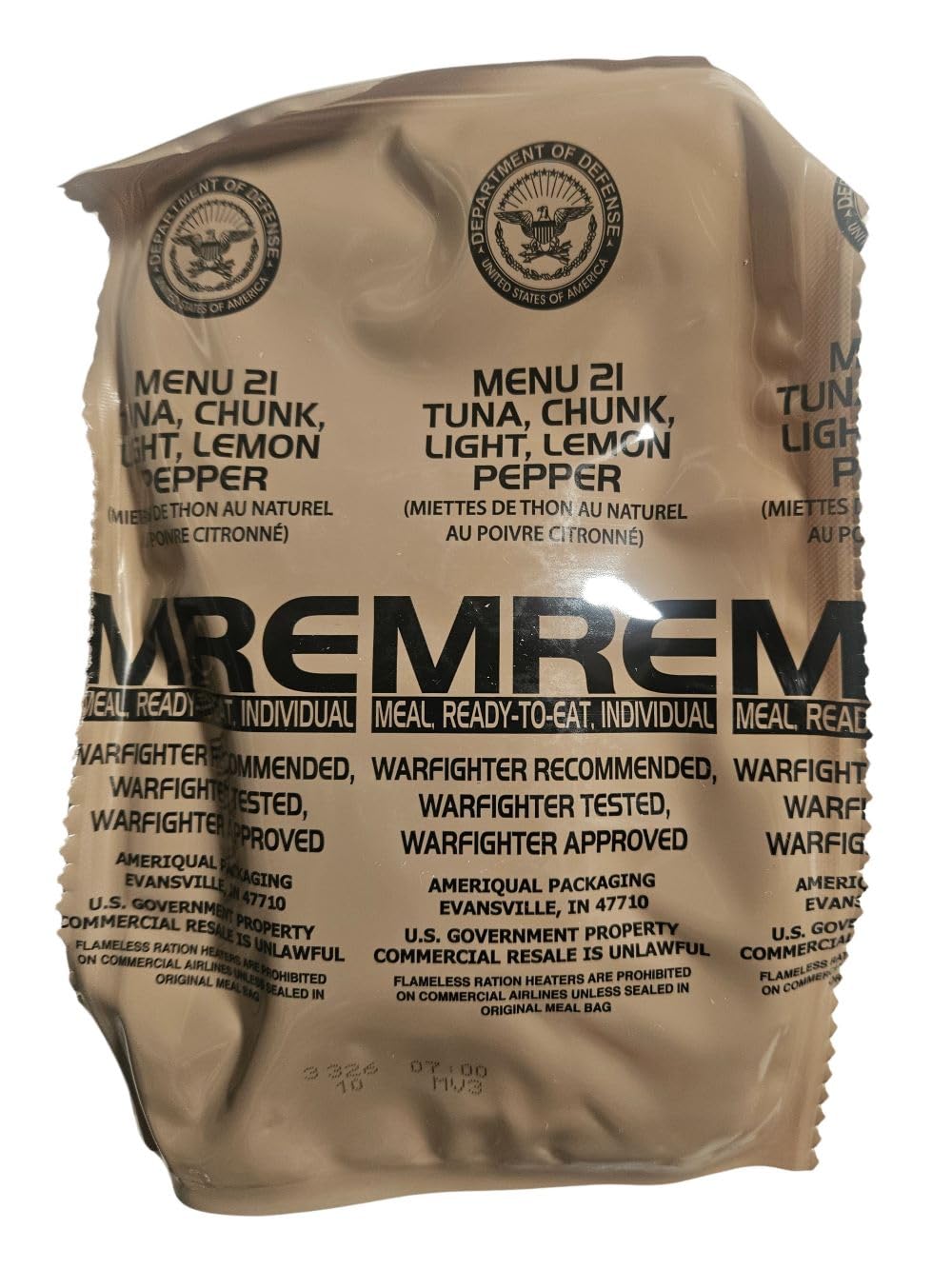 Genuine USGI MRE [Meal, Ready to Eat] Inspection Date 01/2026 or Newer [New Packaging] - You Choose Menu Ration with Entree, Sna