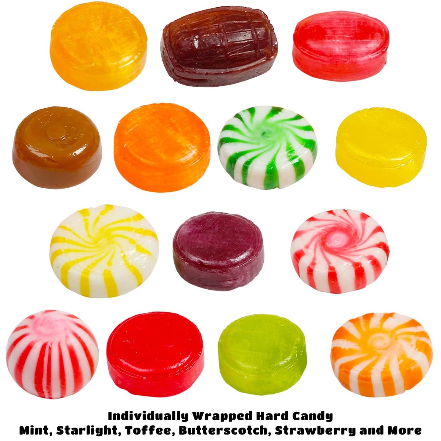 Dooboe Hard Candy Mix - 7 lbs - Christmas Bulk Candies - Individually Wrapped - Rootmalt-inspired, Strawberry, Toffee, Mint - 24.3 x 9.2 x