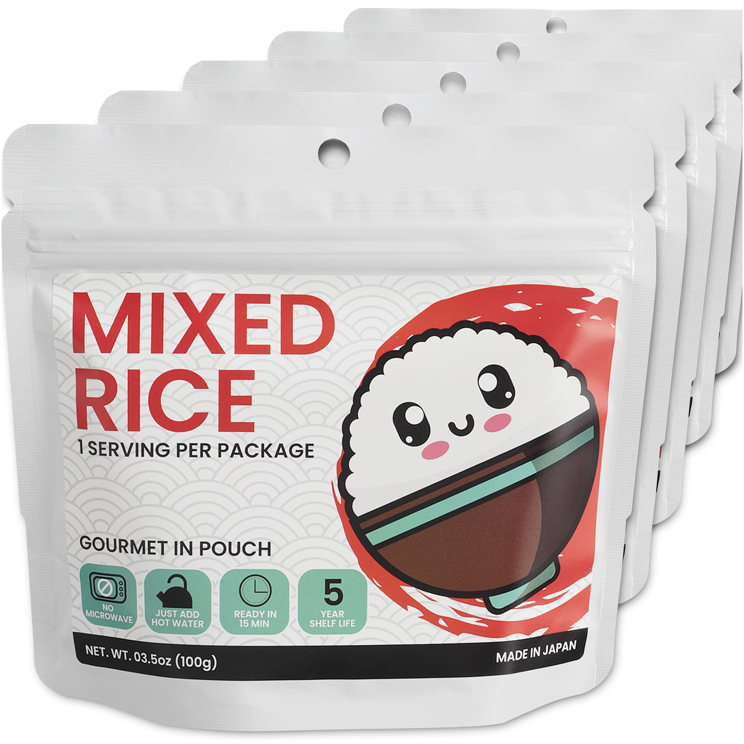 Camping And Backpacking Food | Dehydrated Freeze-Dried Japanese Gomoku Mixed Rice | Emergency Food With 5-Year Shelf Life | Made In Japan [5 Pack]