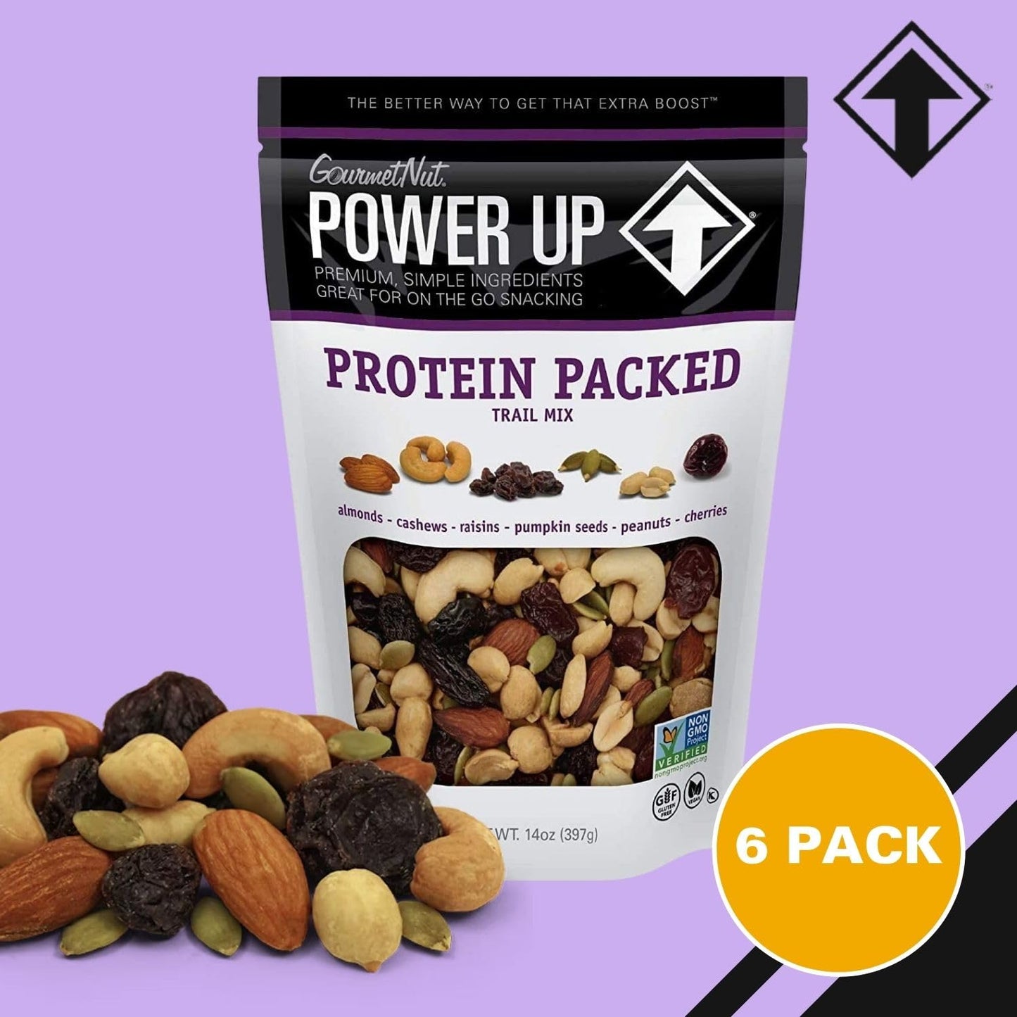 Power Up Trail Mix, Protein Packed, Non-GMO, 14 Ounces (Pack of 6)