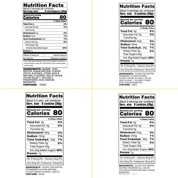 4 Pack Krunchy Melts Original Meringue Cookies | Fruity Special 4-Pack | Guava, Raspberry, Strawberry, Tangerine |Only 80-90 Cal
