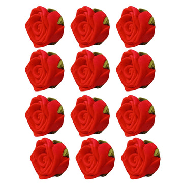 Confect Edible Red Rose Toppers - Pack Of 12 Christmas Cake Decorations For Cupcakes, Cakes & Donuts - Vegan, Gluten-Free, Dairy