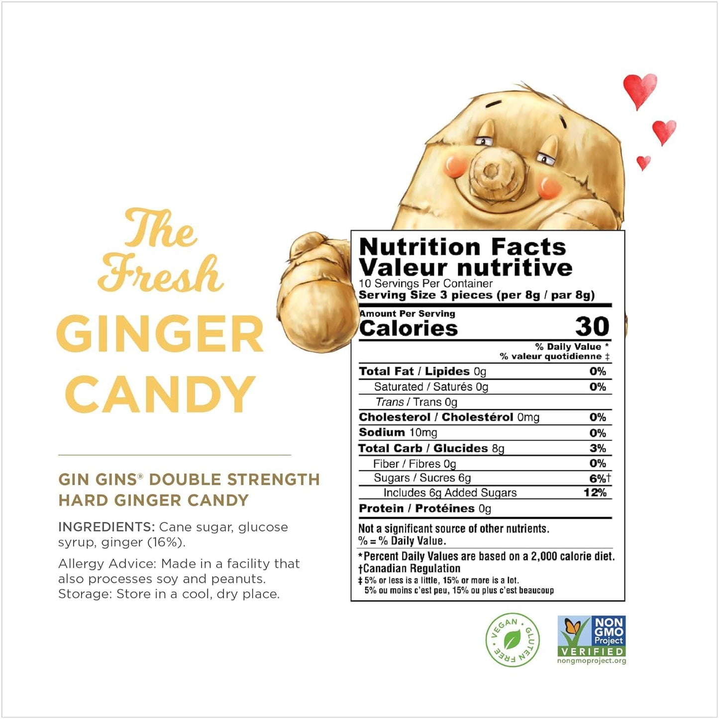 The Ginger People Hard Ginger Candy, Double Strength, 3 Ounce, Pack of 12