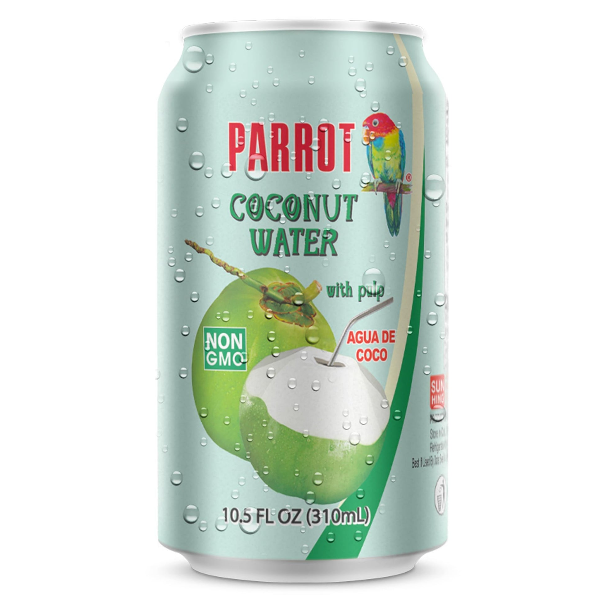 Parrot Brand Coconut Water with Pulp 10.5 fl. oz?New Packaging?Refreshing Coconut Taste Natural Essential Plant Based Non-GMO El