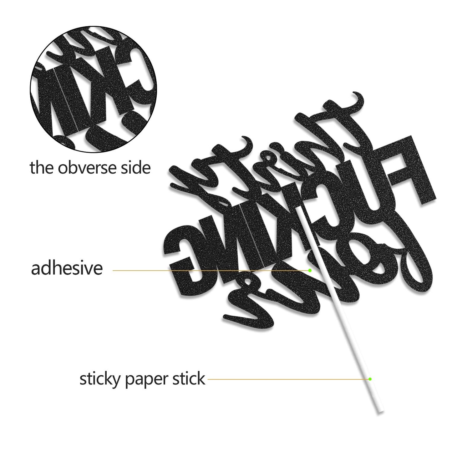 Thirty Four Black Glitter Cake Toppers 34 Years Old 34Th Birthday Party Decorations Supplies