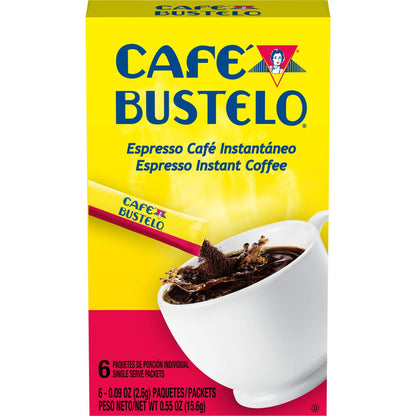 Caf   Bustelo Espresso Style Dark Roast Instant Coffee, 6 Count Single Serve Packets