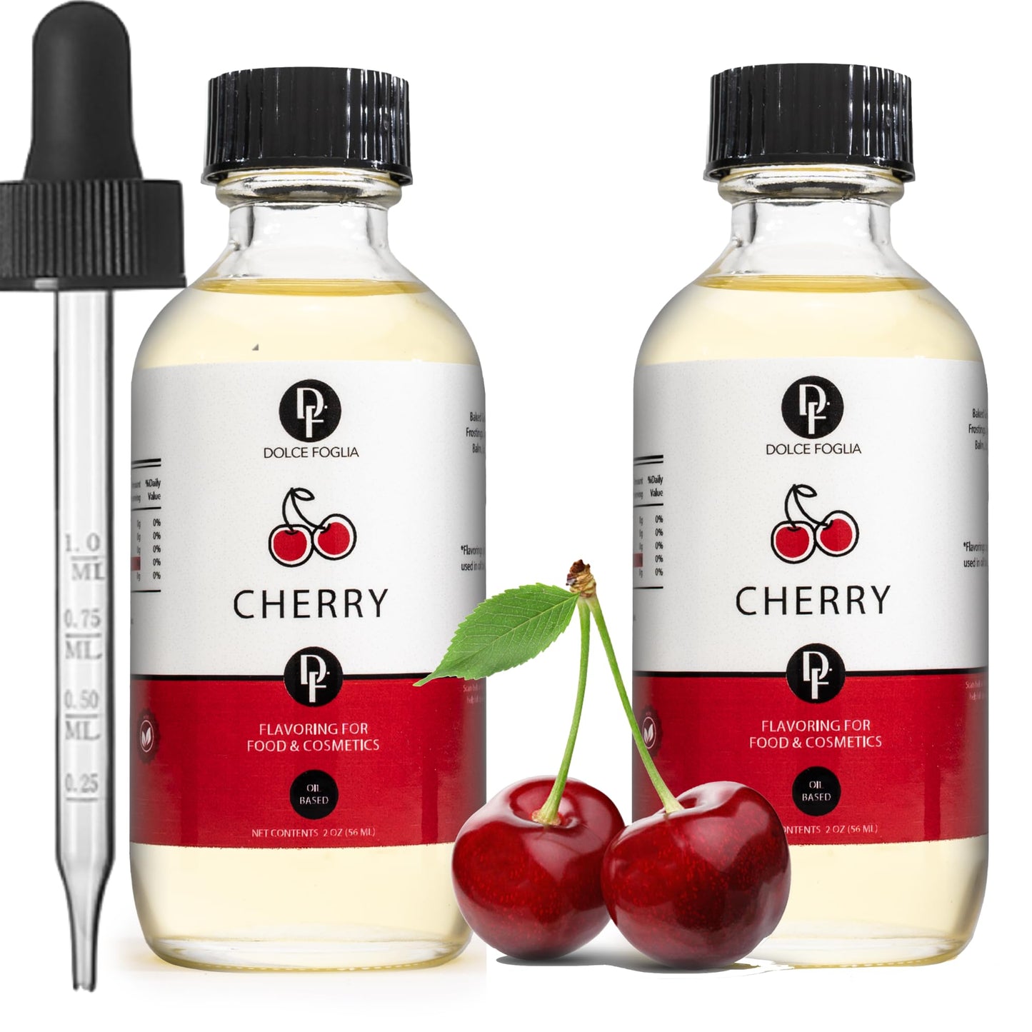Dolce Flav Cherry Extract – Oil-Soluble, Sugar-Free Flavoring for Candy & Desserts, 2 Ounce, Pack of 2