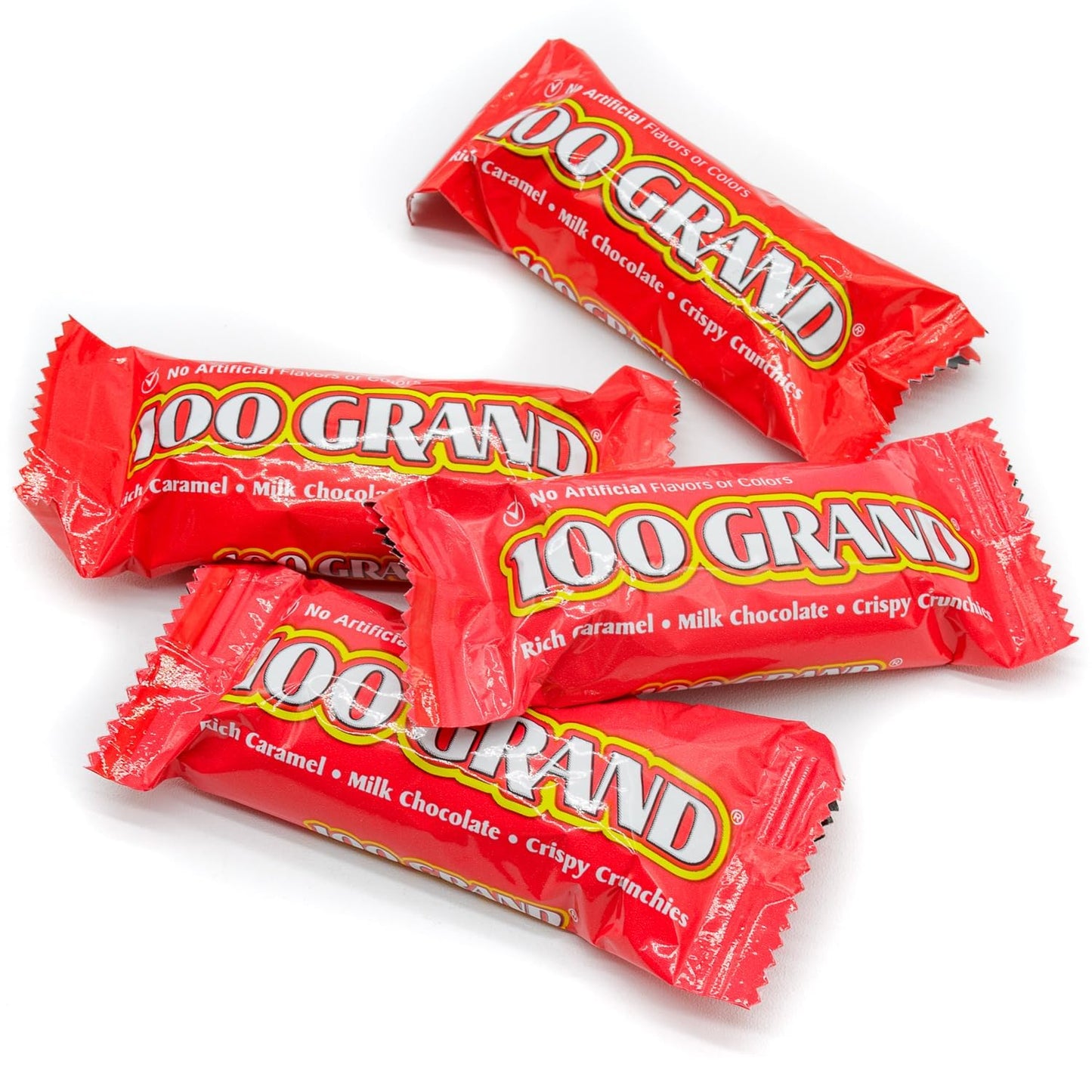 100 Grand Candy Bar Fun Size 1 lb - Anti Melt Pack  Bulk Candies in Resealable Bag  Individually Wrapped (20 Pieces)