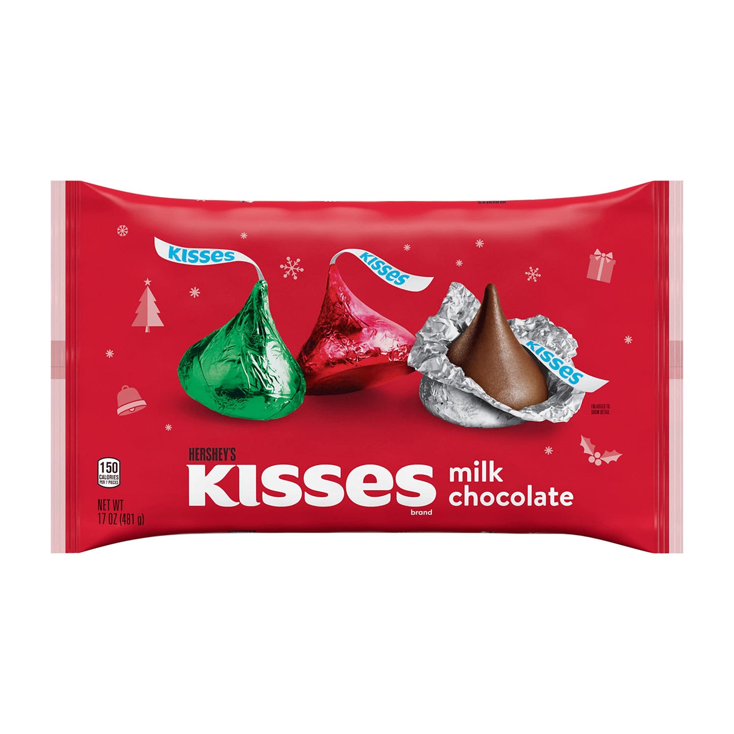 HERSHEYS KISSES Milk Chocolate, Christmas Candy Bag, 17 oz