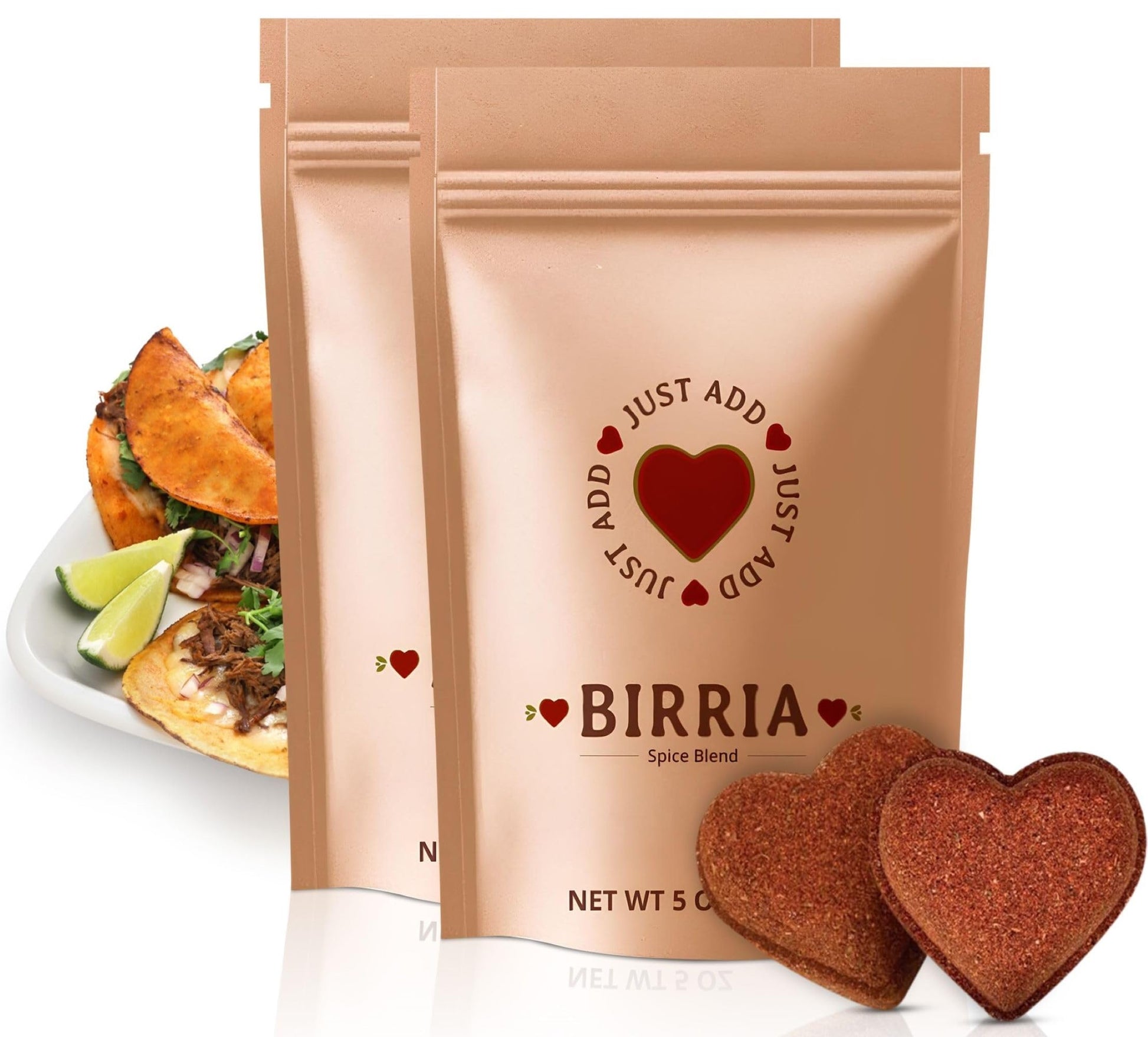 Just Add Luv Birria Spice Mix - Mexican Seasoning for Tacos, Nachos, Quesadillas - 5 oz (Pack of 2)