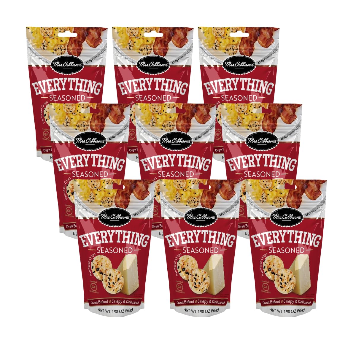 Mrs. Cubbisons Cheese Crisps - Everything Seasoned, Keto Friendly, 1.98 Ounce (Pack of 9)