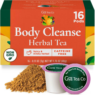 Gya Tea Co Body Cleanse Herbal Tea Pod (16 ct) - Decaf Wellness Tea Rich in Cinnamon, ginger and Licorice Root for Bloating & Co