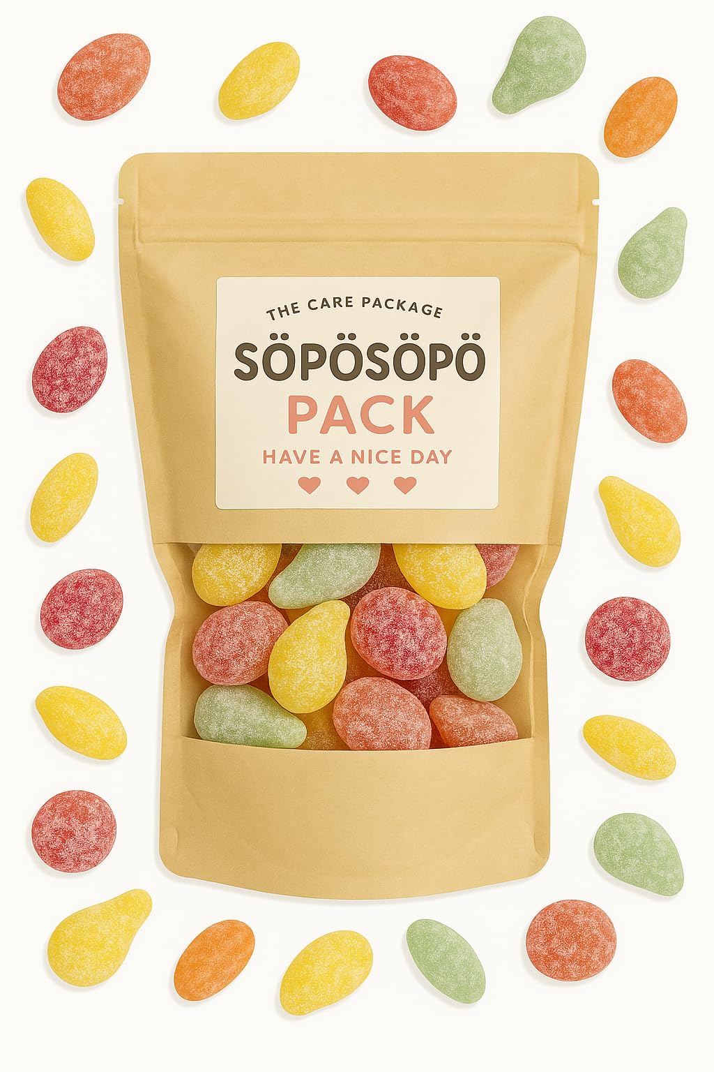 SÖPÖSÖPÖ Tutti Frutti Sour Gummies – Vegan & Palm Oil Free – 150g Nordic Candy Bag – 10.59 x 3.81 x 17.