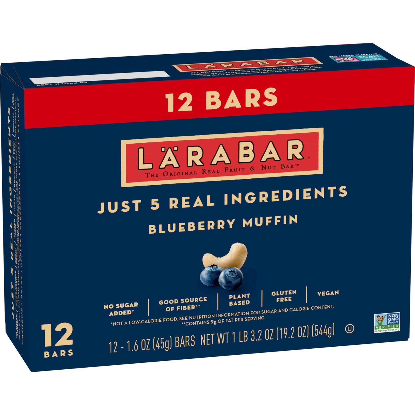 Larabar Blueberry Muffin Fruit and Nut Bars, Gluten Free and Vegan, 19.2 oz, 12 Ct