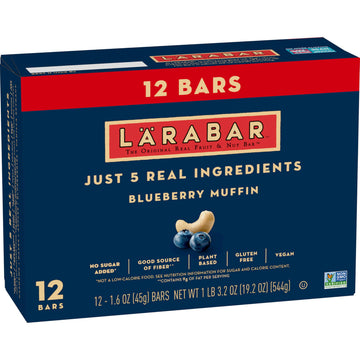 Larabar Blueberry Muffin Fruit and Nut Bars, Gluten Free and Vegan, 19.2 oz, 12 Ct
