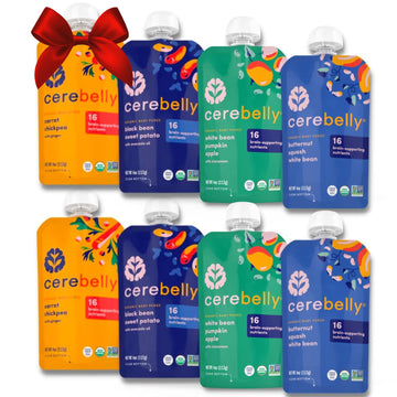 Cerebelly Baby Food Pouches - Organic Beans & Veggies Purees Variety Pack (4 Oz, Pack Of 8) Toddler Snacks - 16 Brain-Supporting