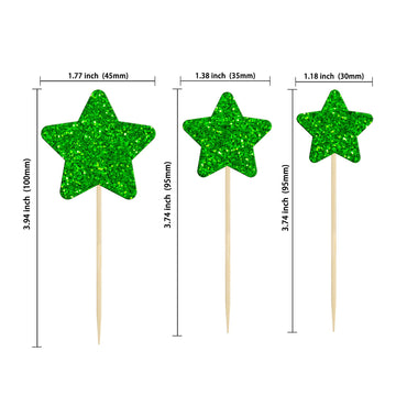 Gyufise 42Pcs Star Cupcake Toppers Green Glitter Assembled Twinkle Star Cupcake Picks Wedding Engagement Bridal Shower Birthday