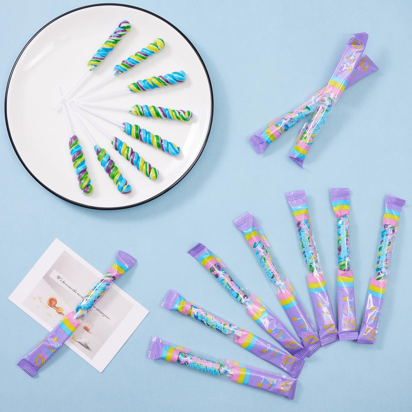 Twist Rainbow Lollipops,Individually Wrapped Bulk Unicorn,For Kid'S Birthday Party,12G Guava Flavor 22 Count