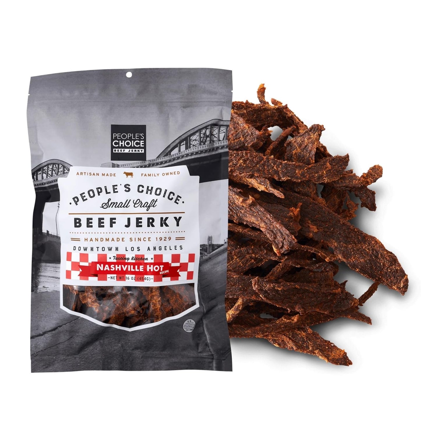 Peoples Choice Beef Jerky - Nashville Hot - 16 oz Spicy Jerky - Compare to Carolina Reaper, Scorpion, Ghost Pepper