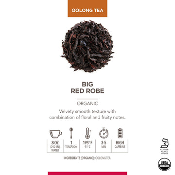 Teabloom Usda Organic Big Red Robe Oolong Loose Leaf Tea, Full-Bodied Velvety Smooth Texture With Floral And Fruity Notes, 1.76