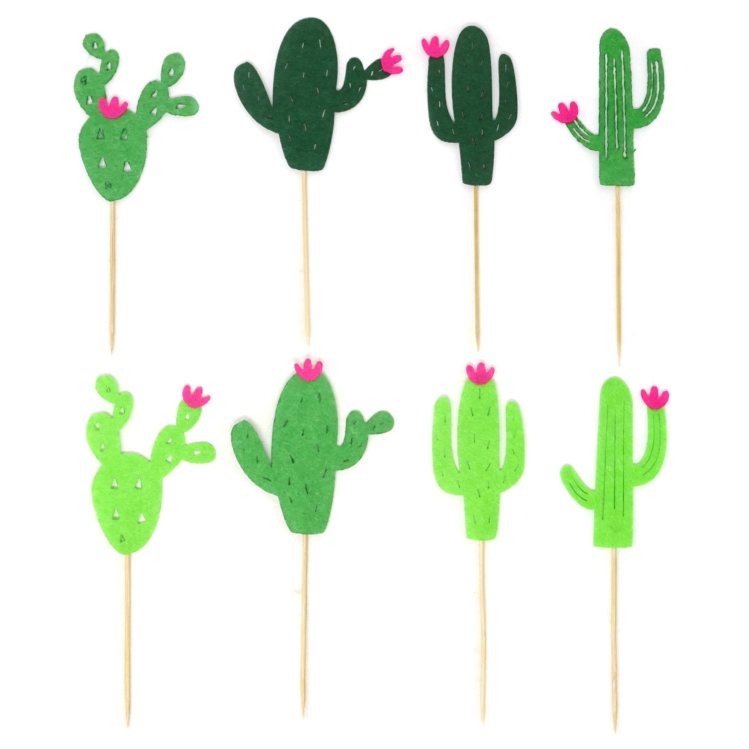 Honbay 24Pcs Cactus Cake Cupcake Toppers Food Fruit Picks Hawaiian Cacti Themed Party Supplies
