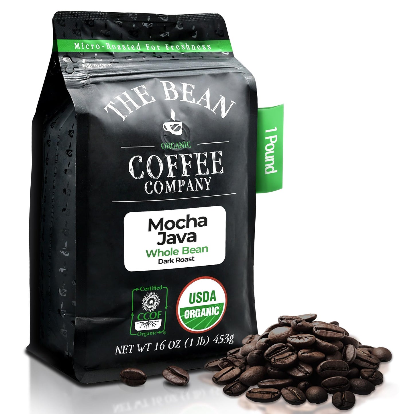 The Bean Organic Coffee Company Suzi'S Power Bean, Dark Roast, Whole Bean Coffee, 16-Ounce Bag