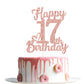 veegood 17th Birthday Cake Topper - Rose Gold Glitter Cardstock, Happy 17th Decorations for Men & Women