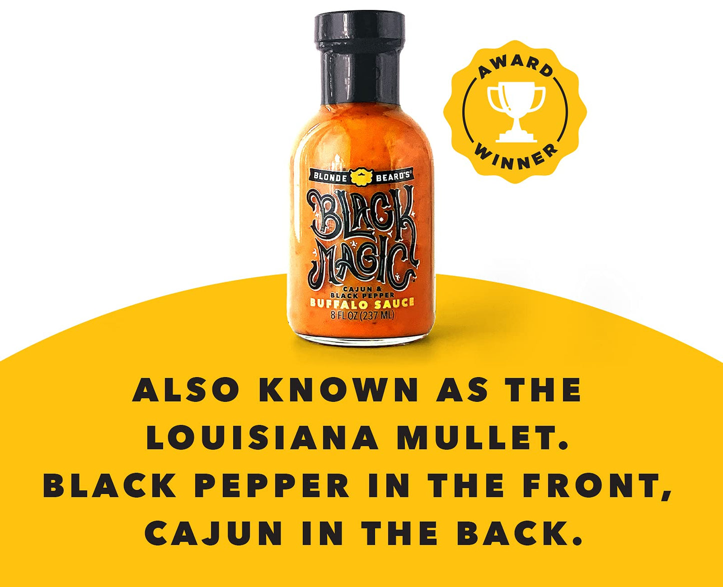 Blonde Beard'S Black Magic Buffalo Sauce - (Medium/Hot) - Gourmet, Award Winning Sauce With Black Pepper, Cajun & Garlic - Made