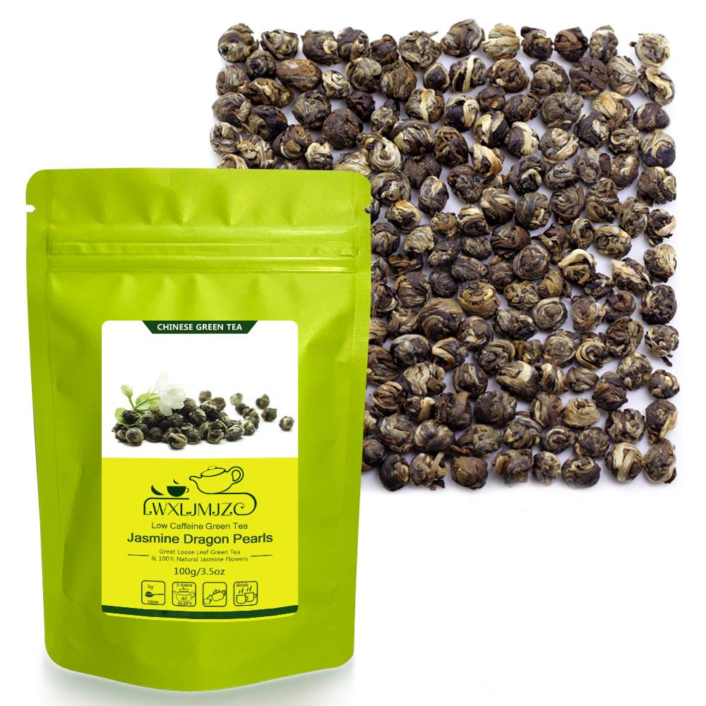 LWXLJMJZC Jasmine Dragon Pearls Tea - Loose Leaf Green Tea, 100g/3.5oz, Pleasant Jasmine Aroma, For Hot and Cold Brew