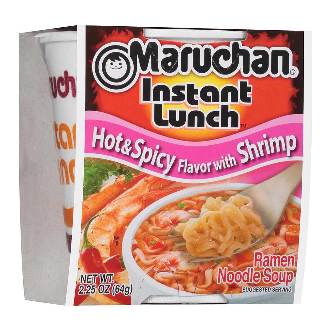 Maruchan Instant Lunch Hot & Spicy Shrimp, 2.25 Oz, Pack Of 12