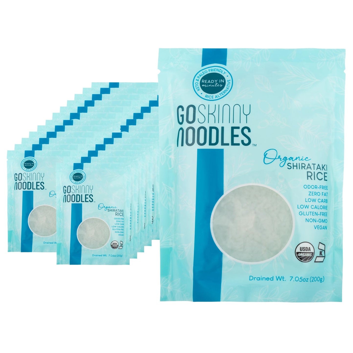 GoSkinny Noodles Rice (24 Pack), Organic Shirataki & Konjac, Low Carb, Low Calorie, Gluten Free, Vegan, Keto, Paleo, Ready in Mi