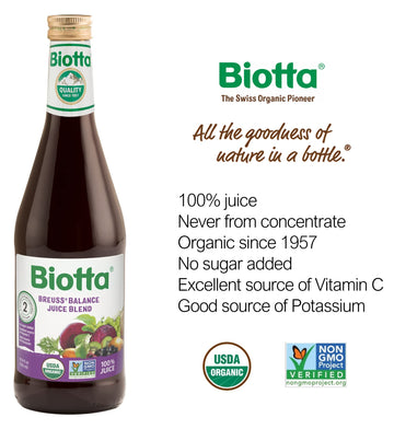 Biotta Organic Breuss Balance Juice - 100% Vegetable Juice For Energy, Immunity & Wellness - Excellent Source Of Nutrients - All